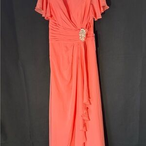 Elegant Coral Evening Gown